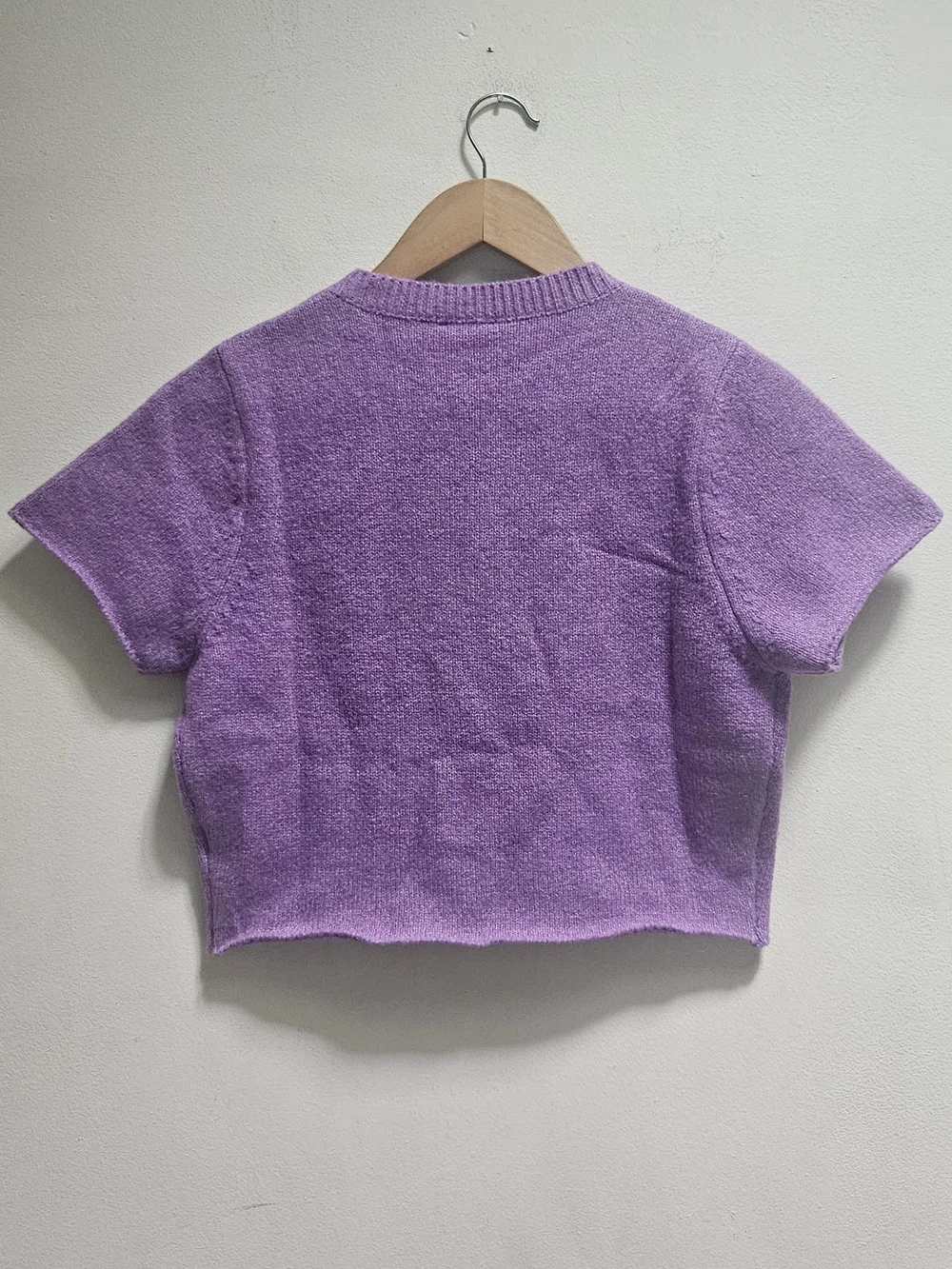 Le Lis Lavender Knit Cropped Baby Tee Sweater Short Sleeve Crewneck Size M